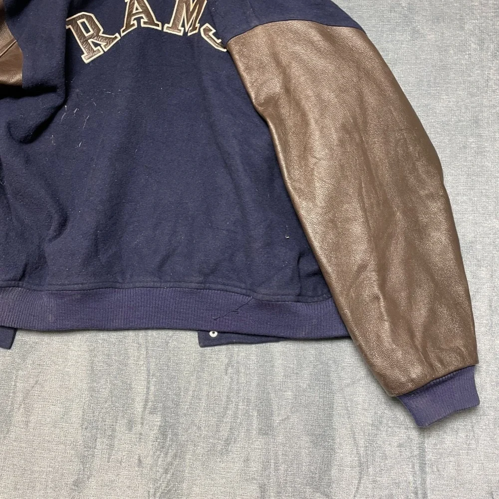 VTG Los Angeles Rams Letterman Jacket Men L Navy Blue Reebok Football NFL